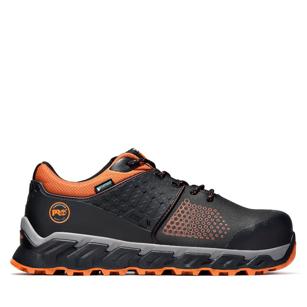 Timberland Mens Work Shoes PRO® RidgeLow Comp Toe - Black/Orange - India QL4203156